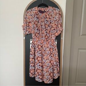 Smocked Mockneck Dress in Floral Breeze